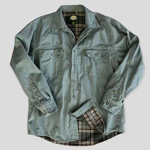 Cabela’s Flannel Lined Shirt Jacket Men’s Size L Grayish Green Outdoor Workwear
